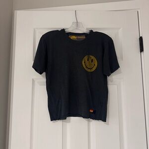 Aviator Nation Black Tee with Yellow Smiley